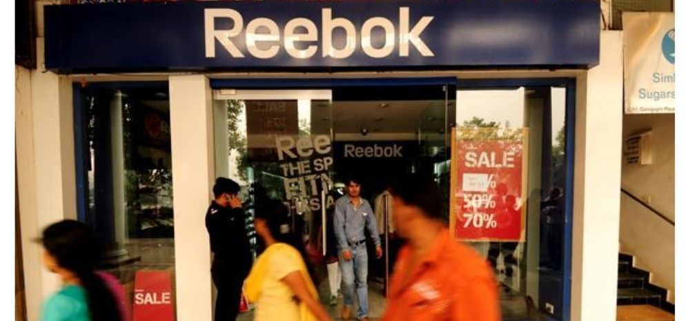 Outside a Reebok outlet in India