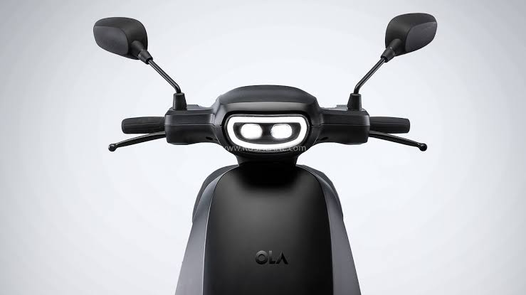 Front view of a black Ola Electric e-scooter